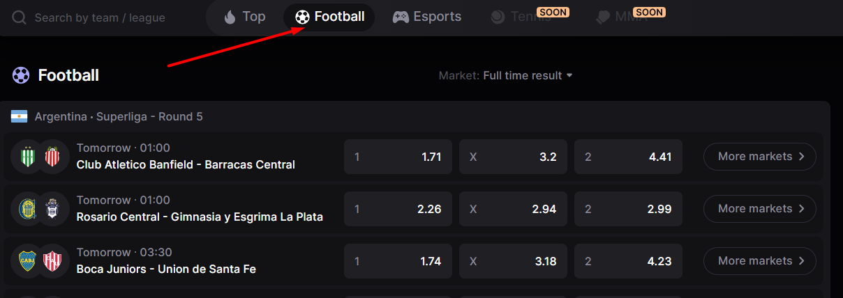 Выбор вида спорта для заключения пари на сайте bookmaker.xyz
