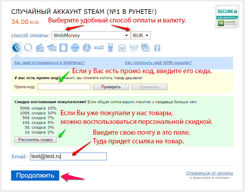 Оформление товара