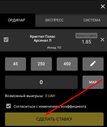 Подтверждение заключения пари в БК Bet-boom