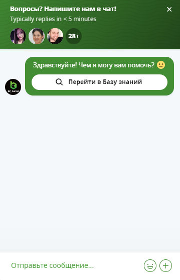 Окно лайв-чата на сайте БК BC.game