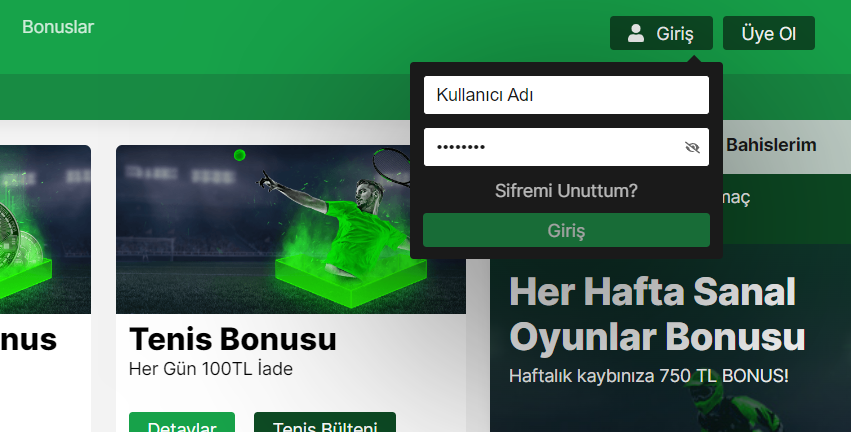 Форма авторизации на сайте БК Forvetbet