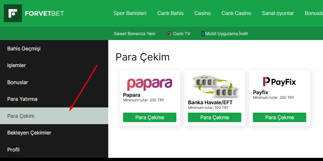Вывод средств из БК Forvetbet