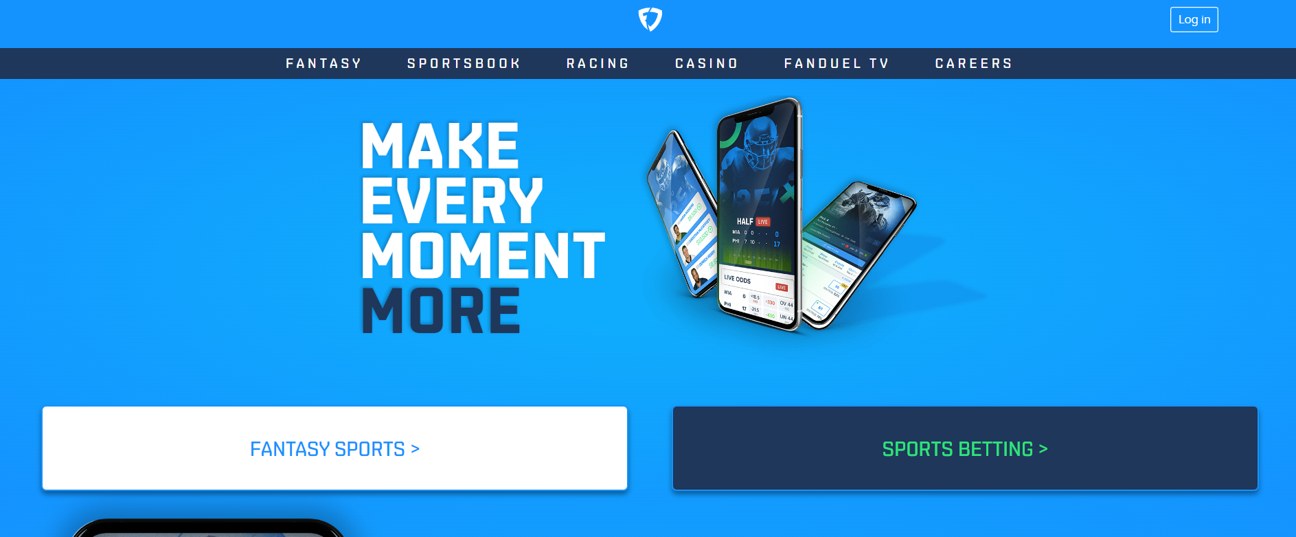 Главная страница сайта БК Fanduel Sportbook