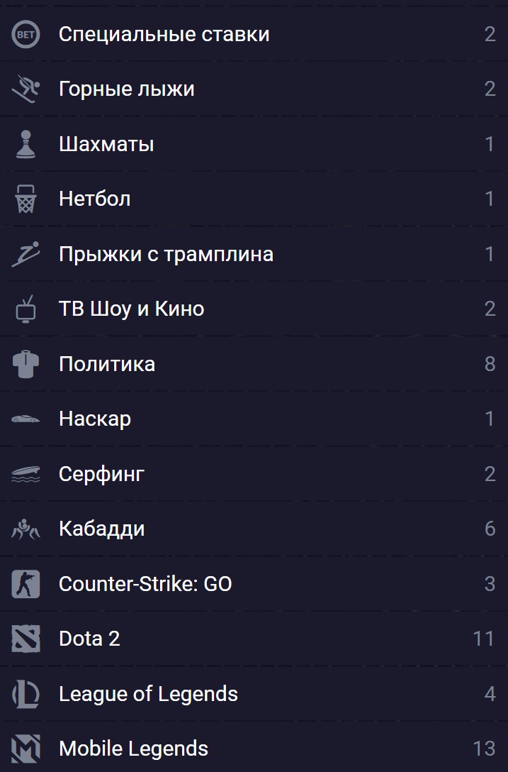 Выбор ставок в БК Jokerbet