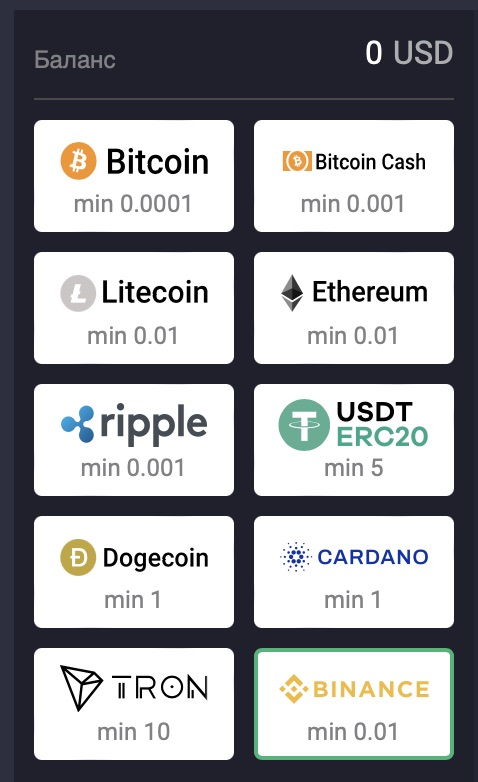 Способы пополнения счета на сайте БК Winning
