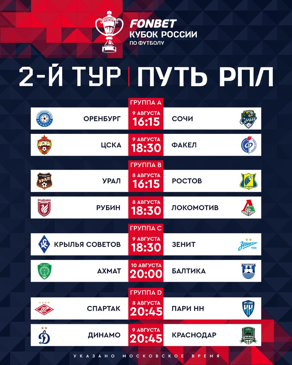 Расписание Кубка России