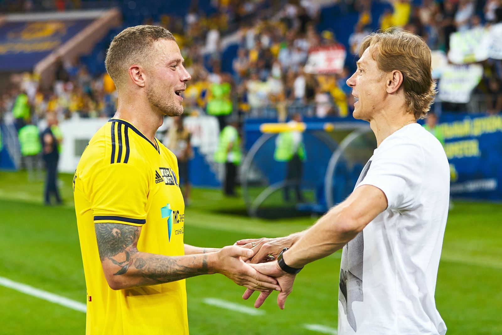 Рагнар Сигурдссон и Валерий Карпин после матча с «Рубином» (2:1) в августе 2019 года