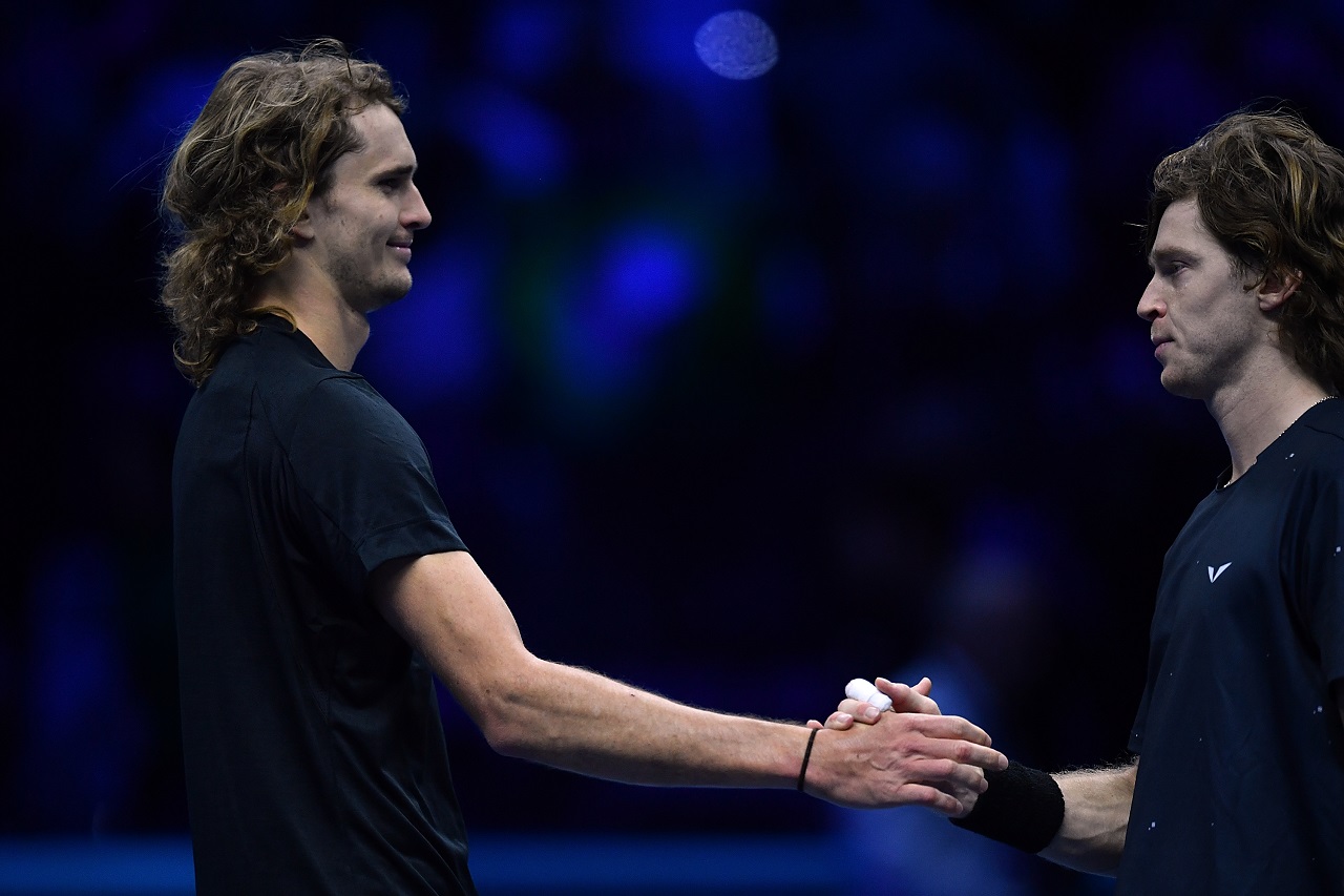 Александр Зверев и Андрей Рублев, Итоговый турнир ATP Finals (фото: Valerio Pennicino/Getty Images)