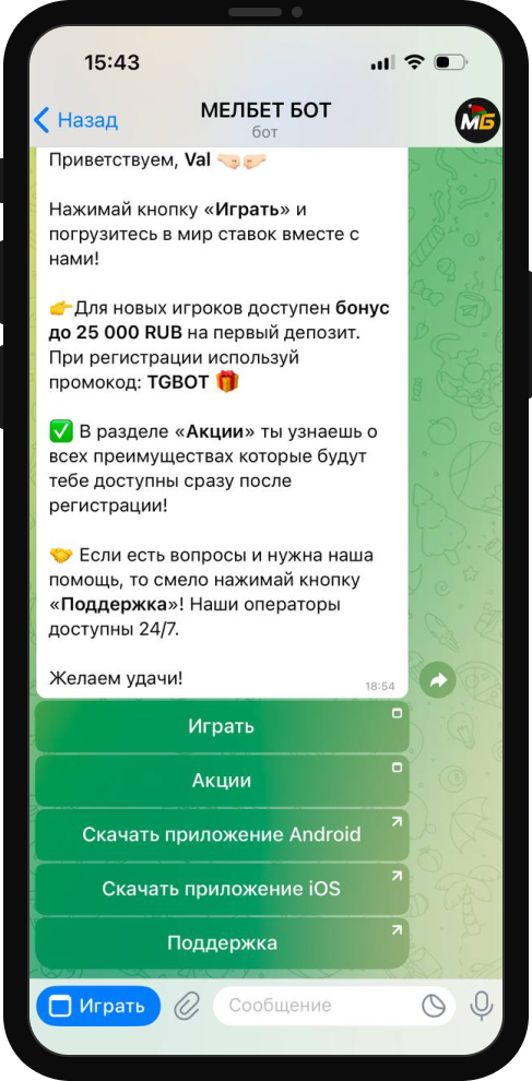 Как сделать ставку в телеграме?