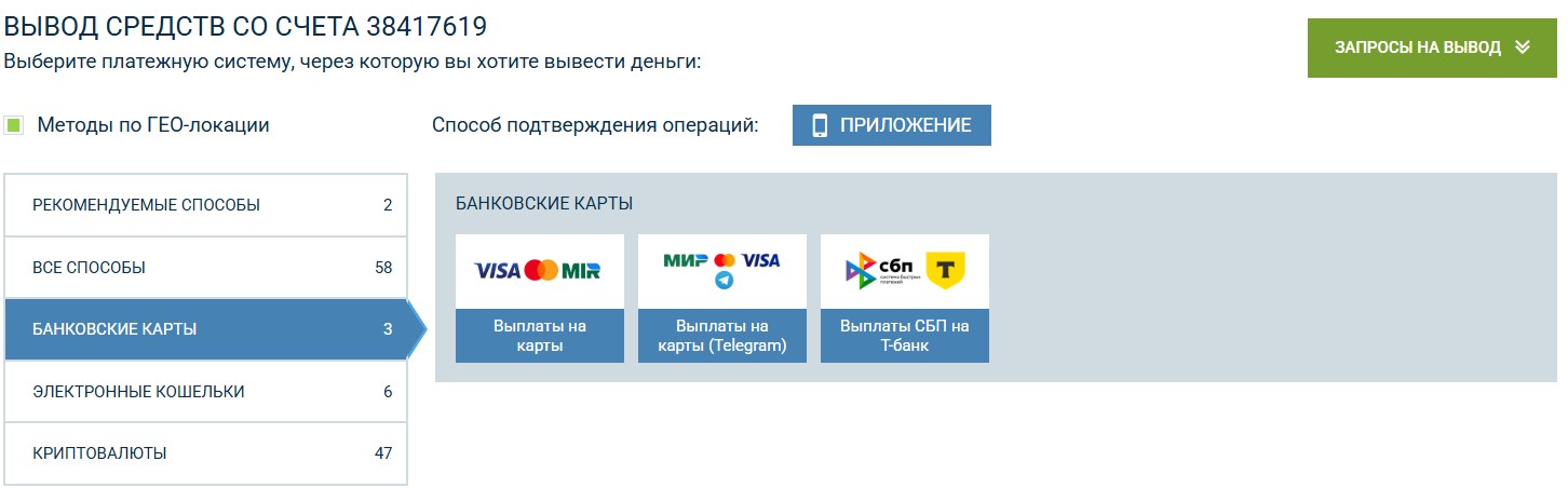 Вывод средств в БК 1xBet