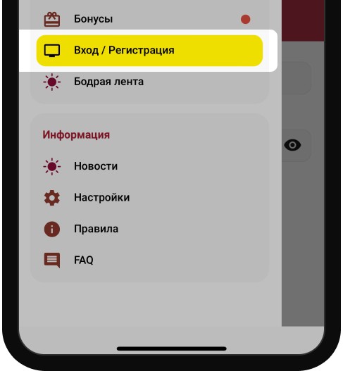 Регистрация в мобильном приложении БК Tennisi для iOS