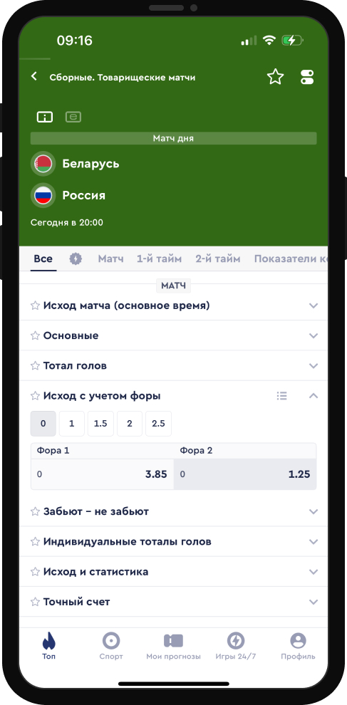 Фора в букмекерских конторах