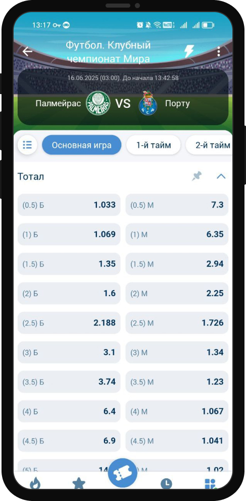 Тотал в БК 1xBet