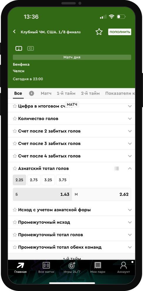 Азиатский тотал / азиатская фора