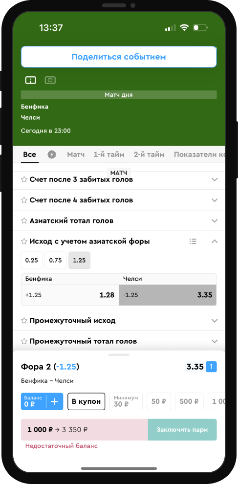 Азиатский тотал / азиатская фора