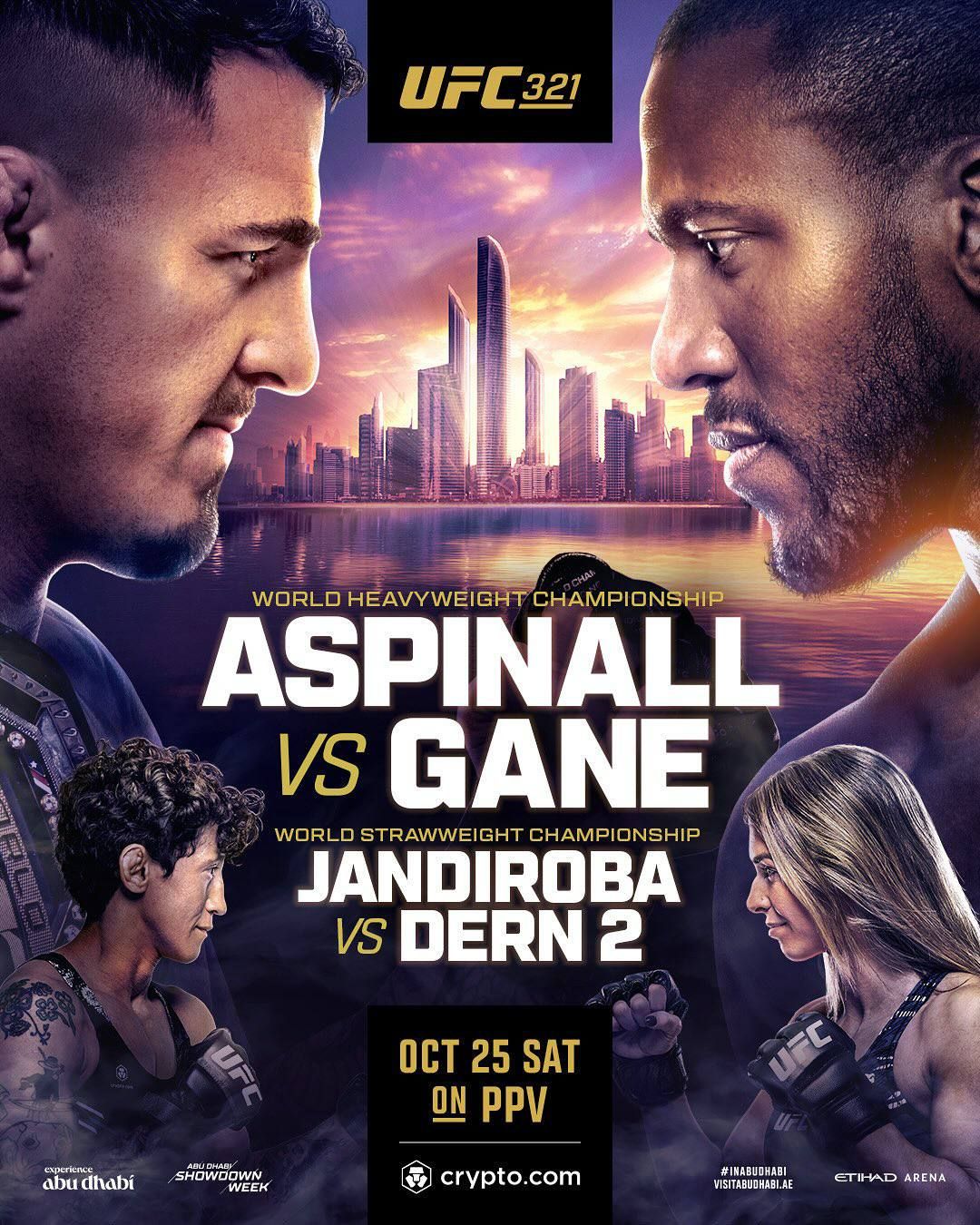 Опубликован официальный постер турнира UFC 321 с Аспиналлом и Ганом