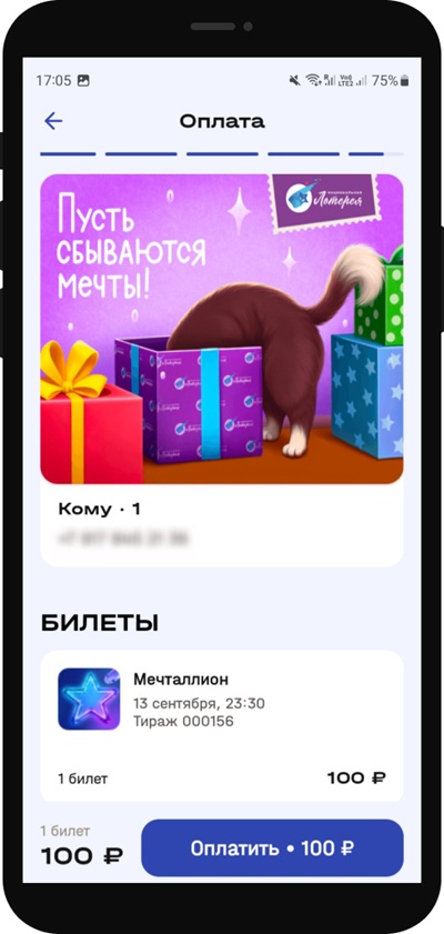 Введите данные получателя и нажмите «Продолжить».