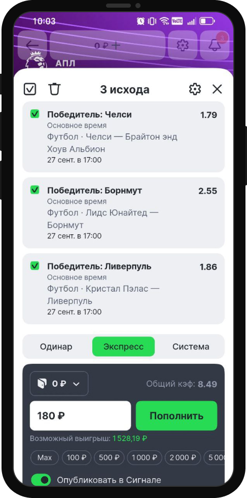 Как сделать ставку в БК Лига Ставок