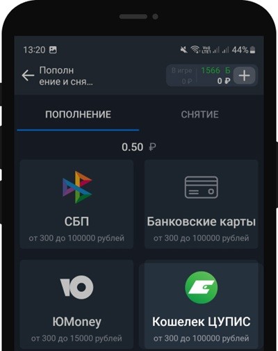 Пополнение счета при помощи кошелька ЦУПИС в БК Балтбет