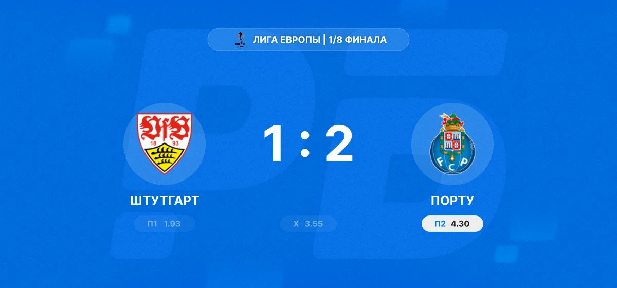 «Порту» обыграл «Штутгарт» в первом матче 1/8 финала Лиги Европы