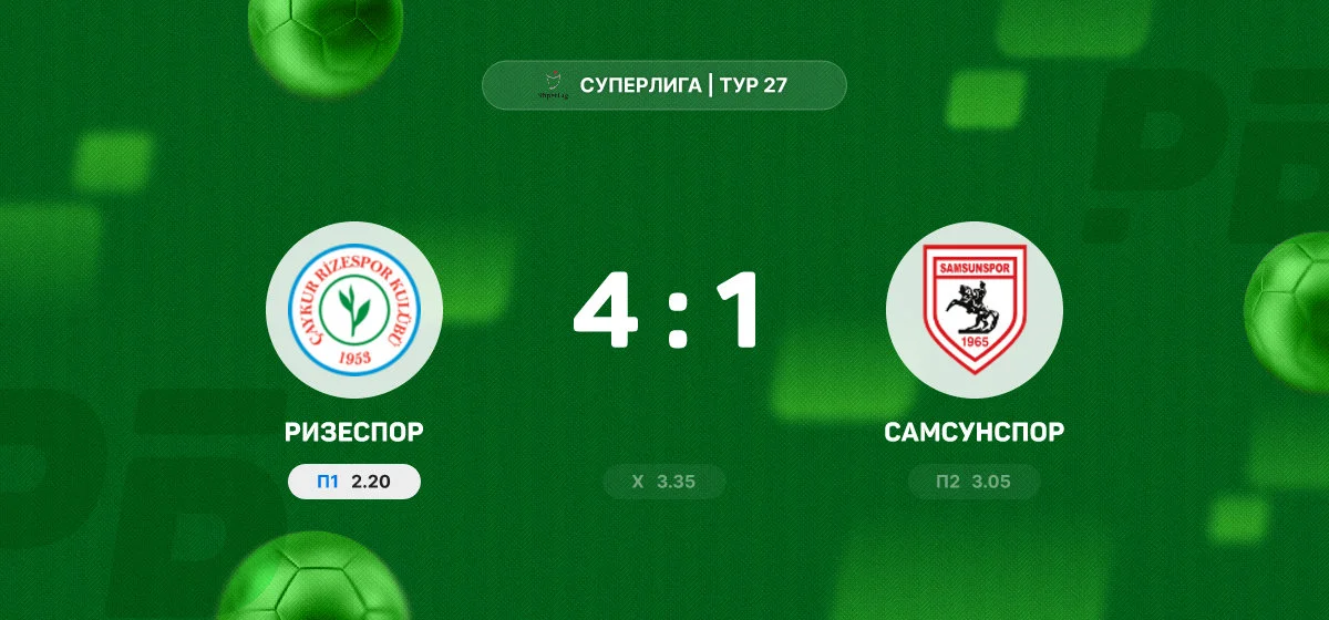 «Ризеспор» разгромил «Самсунспор» в матче Суперлиги