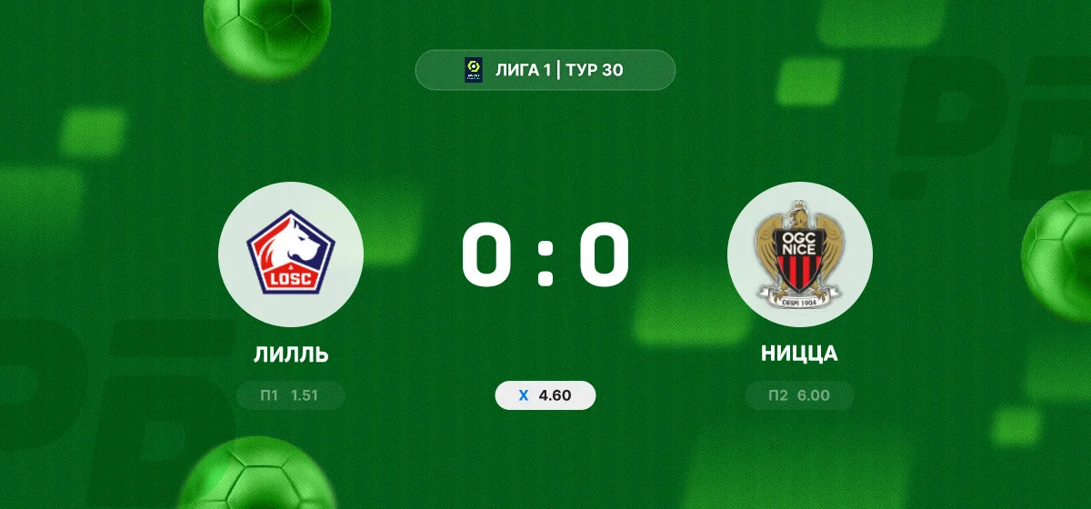 «Лилль» и «Ницца» разошлись миром в матче 30-го тура Лиги 1