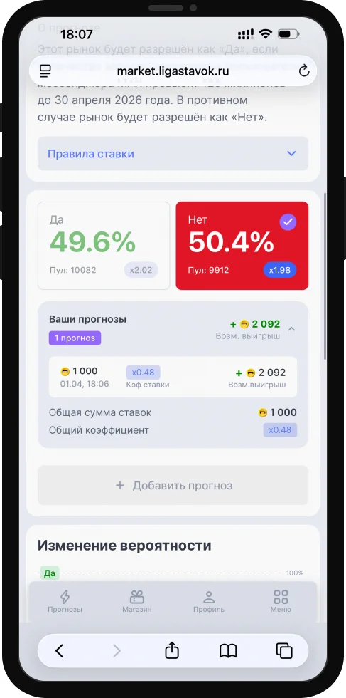 Liga Market – платформа прогнозов от «Лиги Ставок» с фрибетами до 4500 рублей