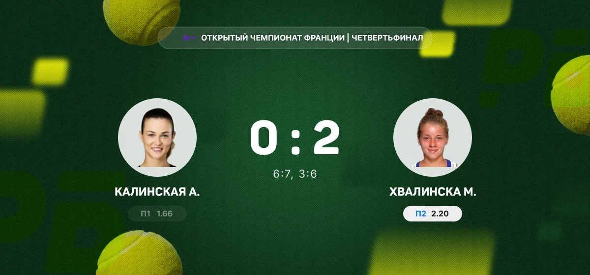 Калинская проиграла Хвалинске в четвертьфинале Открытого чемпионата Франции