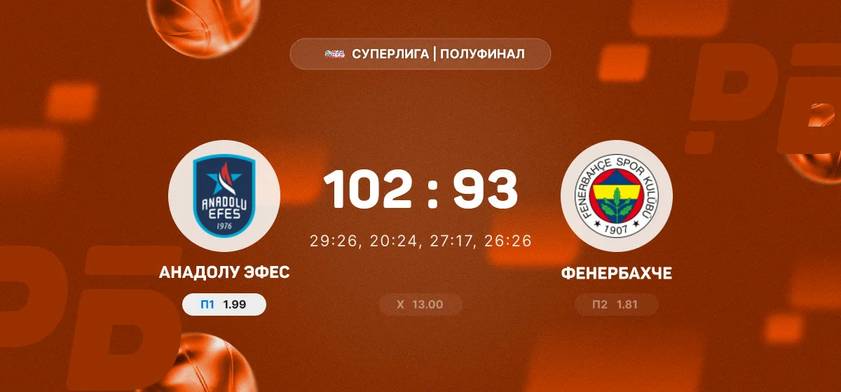 Ларкин набрал 31 очко в победе «Анадолу Эфес» над «Фенербахче»