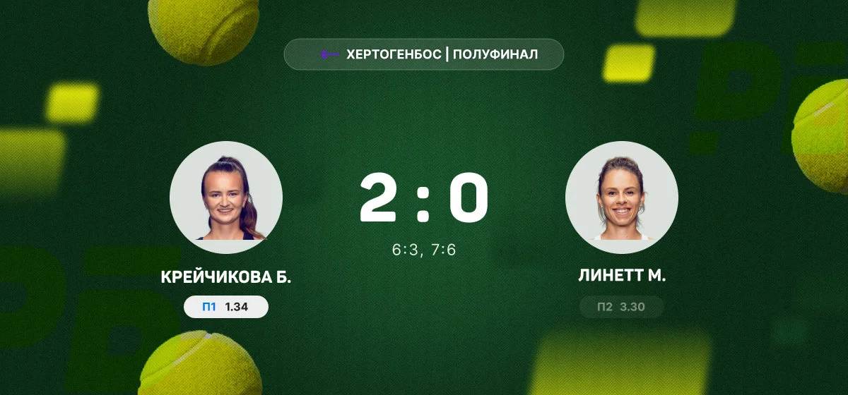 Крейчикова пробилась в финал турнира в Хертогенбосе после победы над Линетт