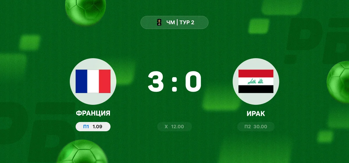 Франция одержала победу над сборной Ирака в матче группового этапа чемпионата мира
