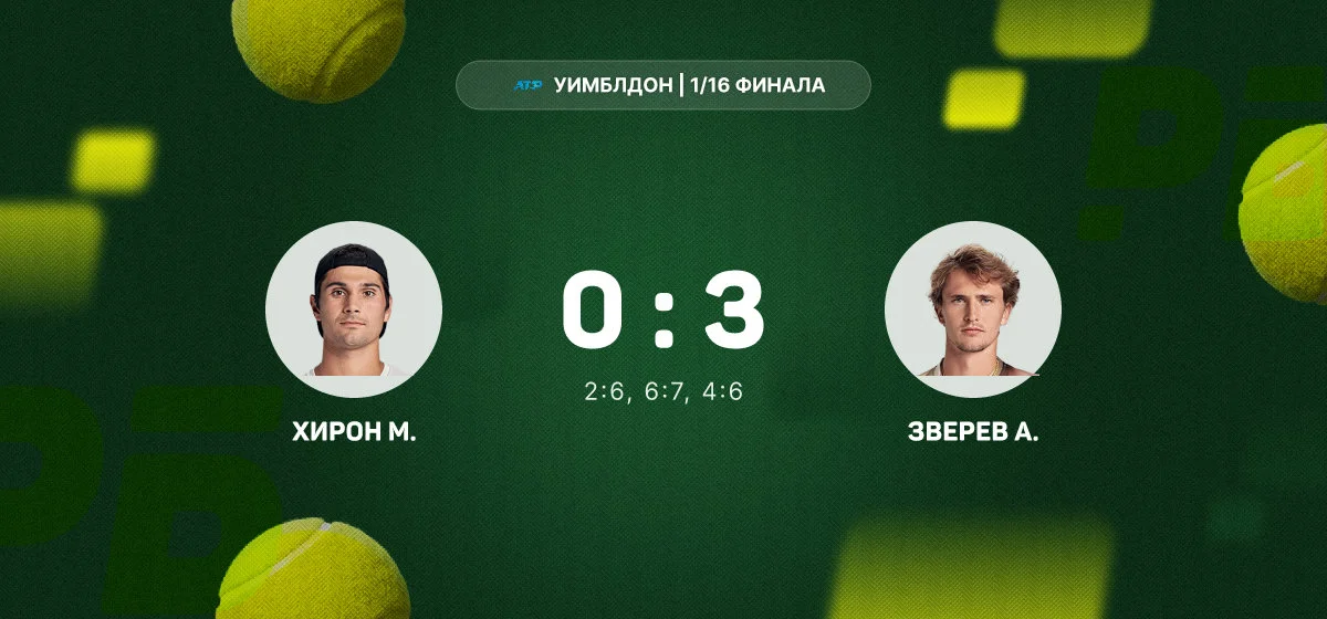 Зверев победил Хирона и вышел в 1/8 финала Уимблдона
