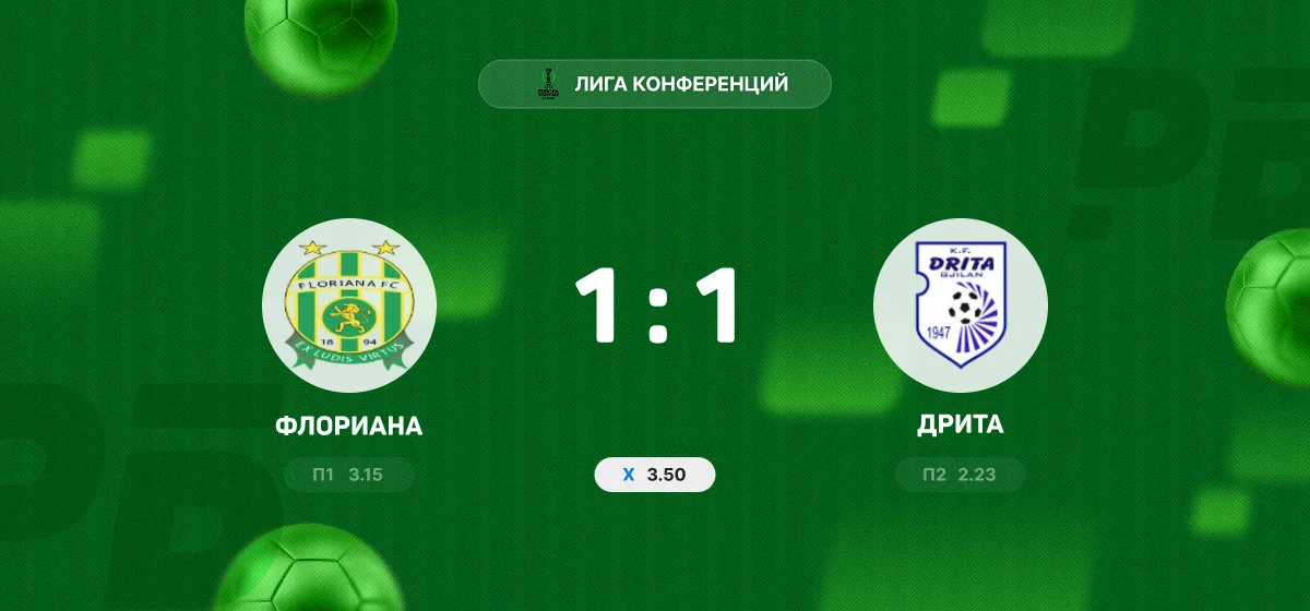 «Флориана» и «Дрита» сыграли вничью в матче квалификации Лиги конференций
