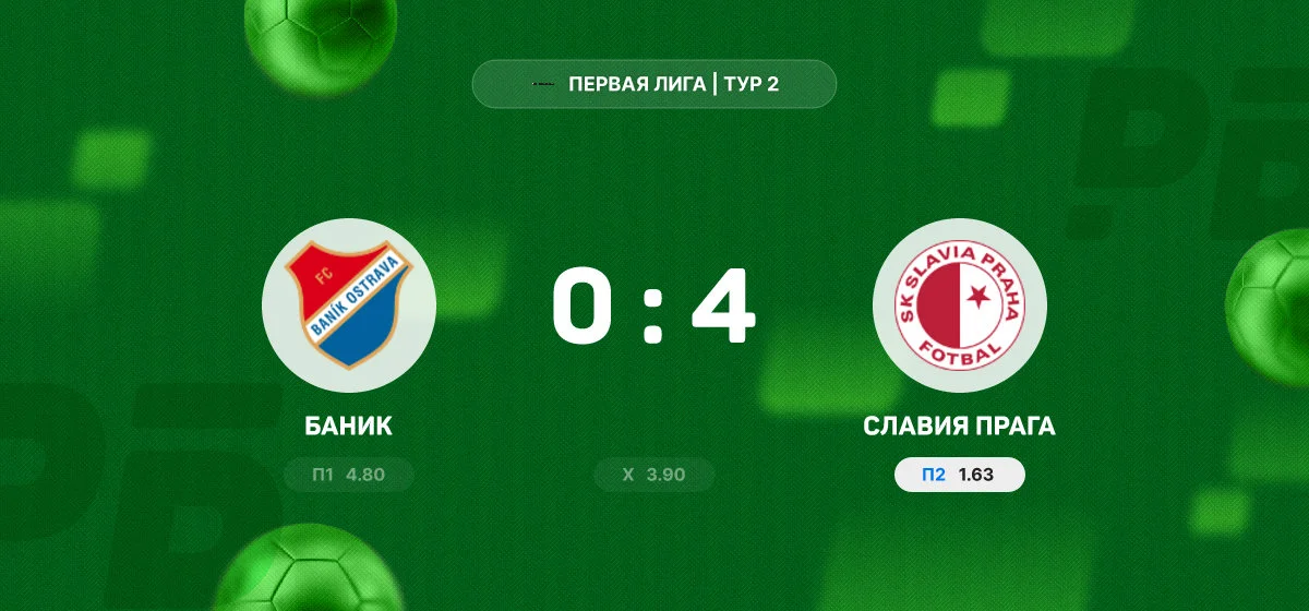 «Славия» разгромила «Баник» в выездном матче Первой Лиги