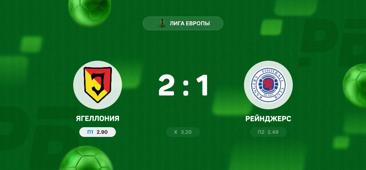 «Ягеллония» обыграла «Рейнджерс» в домашнем матче Лиги Европы