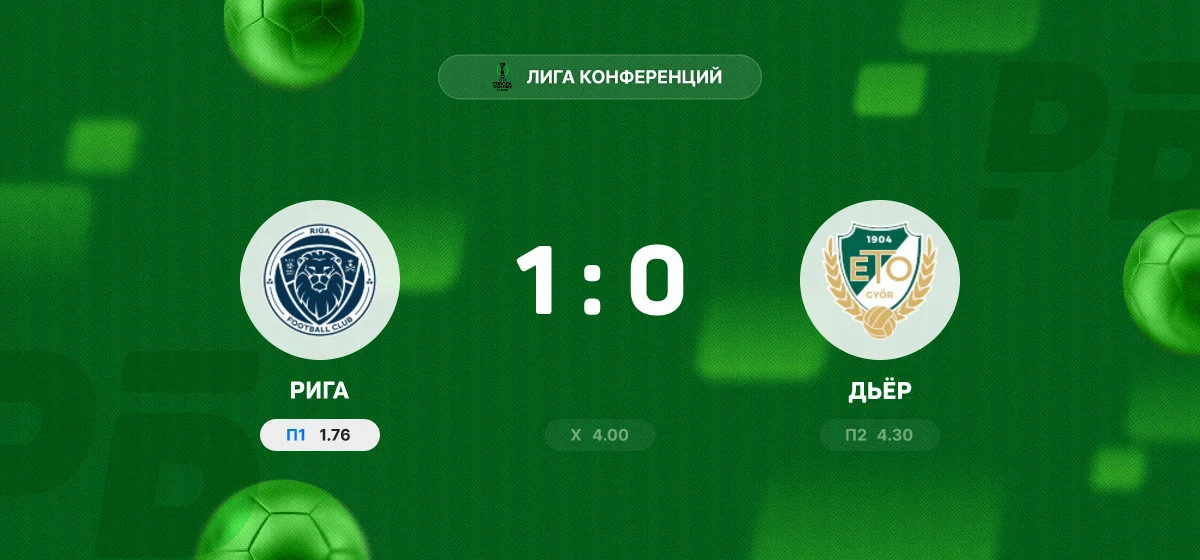 «Рига» с минимальным счётом обыграла «Дьёр» в Лиге конференций