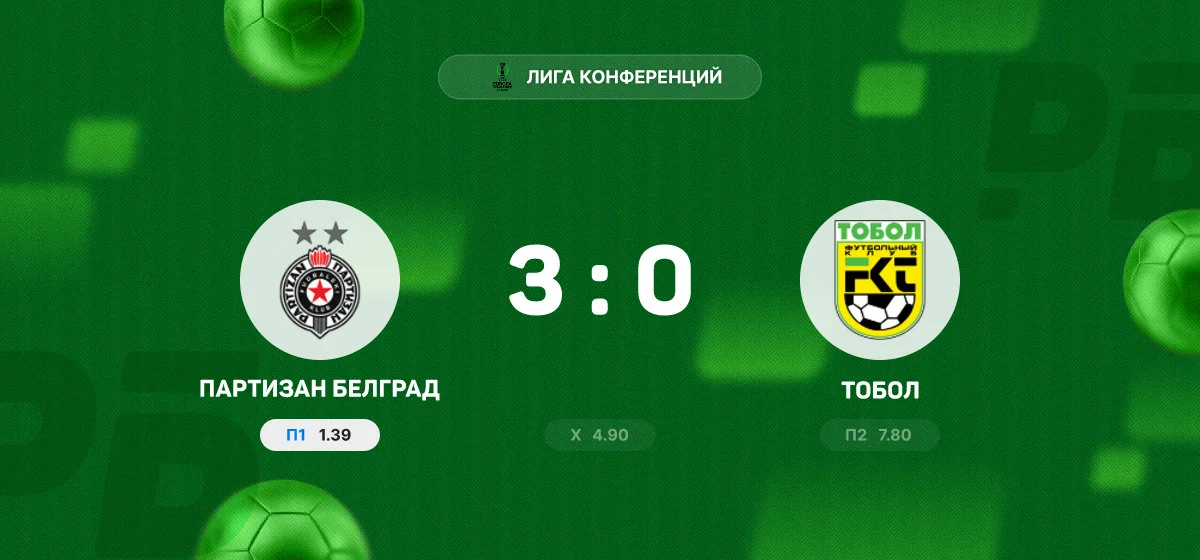 «Партизан» разгромил «Тобол» в матче Лиги конференций