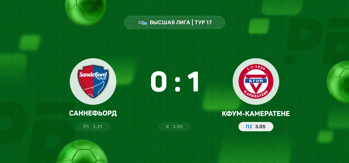 «КФУМ-Камератене» в большинстве обыграл «Саннефьорд» в матче Высшей Лиги