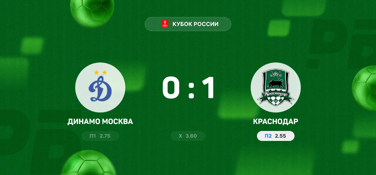 «Краснодар» обыграл московское «Динамо» в матче Кубка России