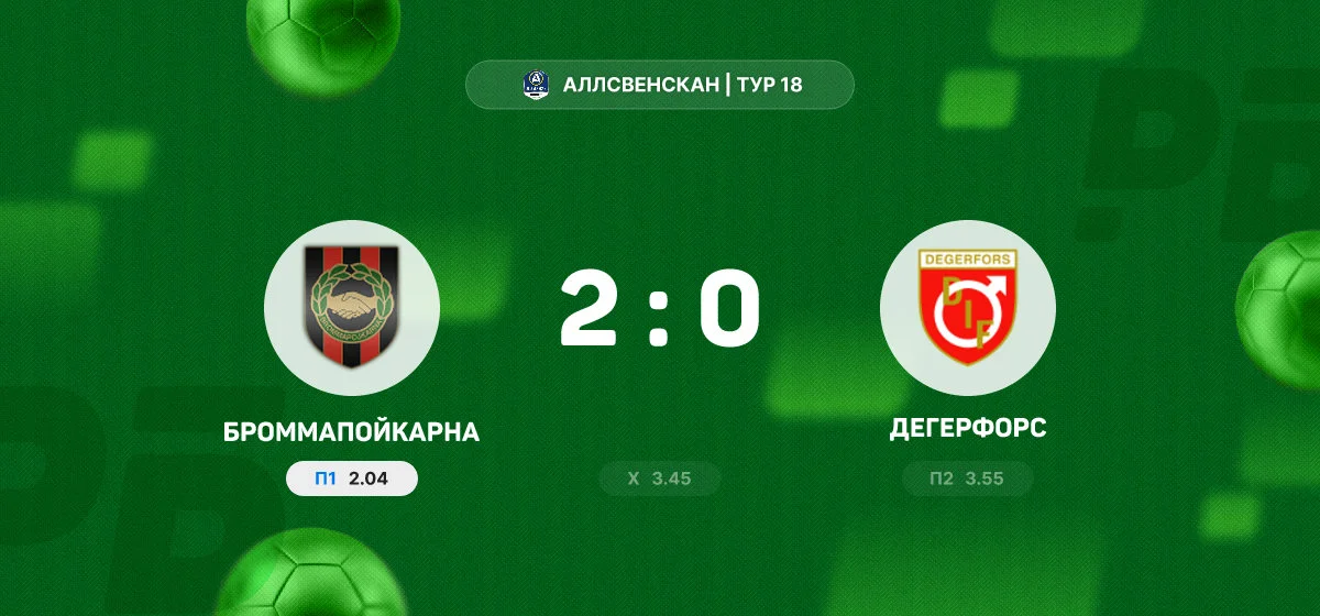 «Броммапойкарна» обыграла «Дегерфорс» в матче чемпионата Швеции