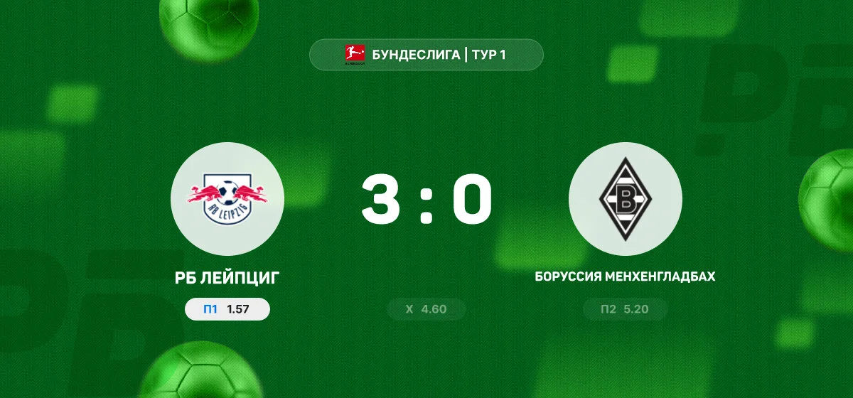 «РБ Лейпциг» разгромил «Боруссию» Мёнхенгладбах в матче Бундеслиги