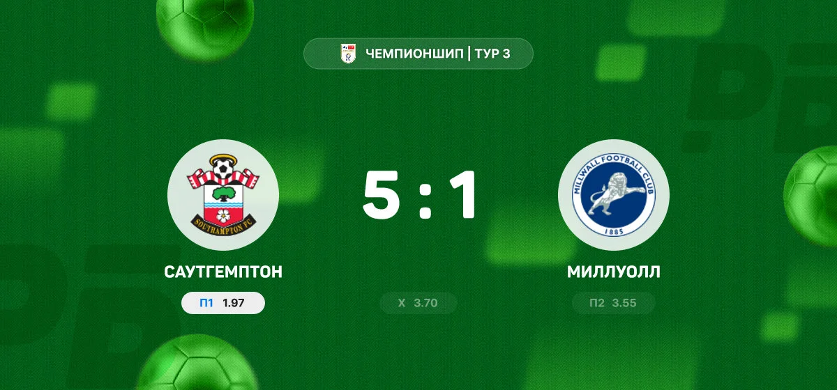 «Саутгемптон» разгромил «Миллуолл» в домашнем матче Чемпионшипа