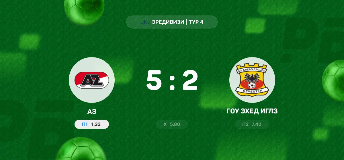 АЗ разгромил «Гоу Эхед Иглз» в результативном матче чемпионата Нидерландов