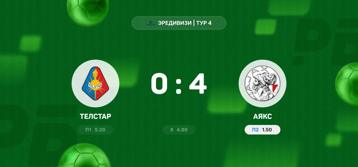 «Аякс» разгромил «Телстар» в гостевом матче чемпионата Нидерландов