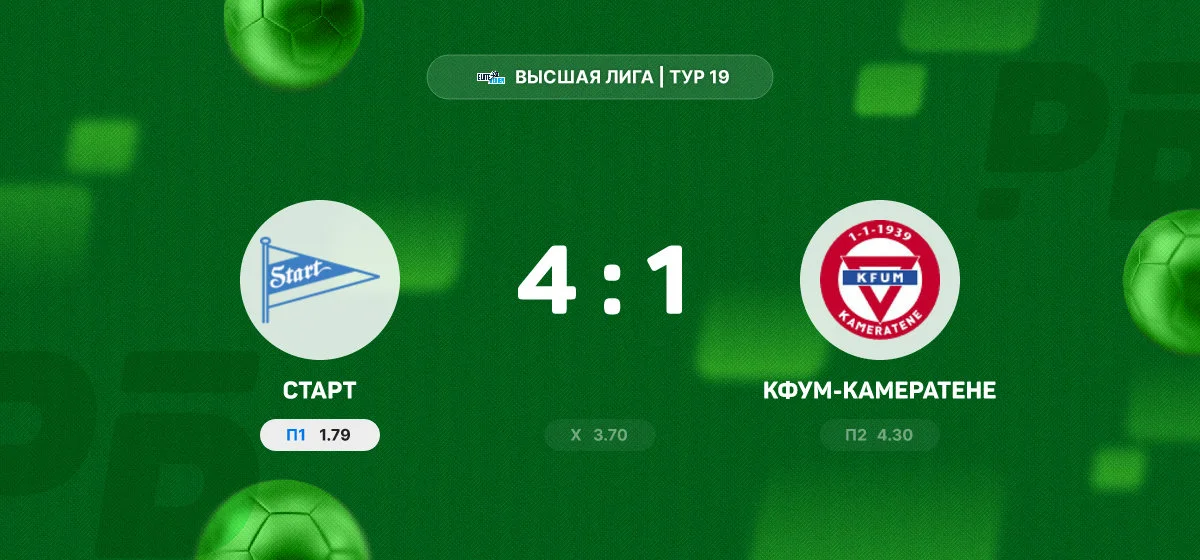 «Старт» обыграл «КФУМ-Камератене» в матче чемпионата Норвегии