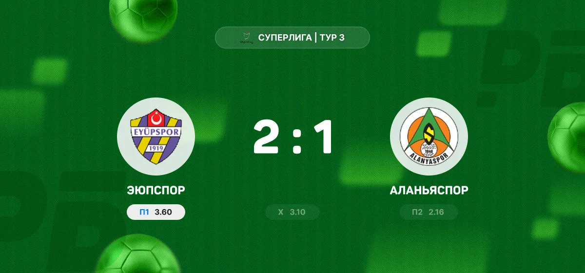 «Эюпспор» вырвал победу над «Аланьяспором» в матче Суперлиги