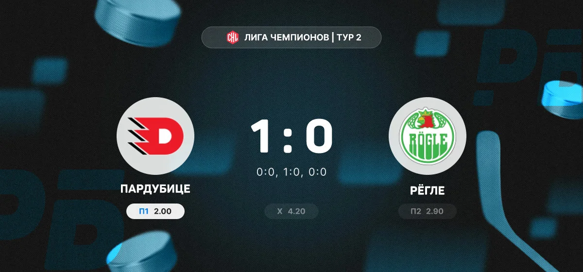 «Пардубице» обыграл «Рёгле» со счетом 1:0 в матче Лиги чемпионов