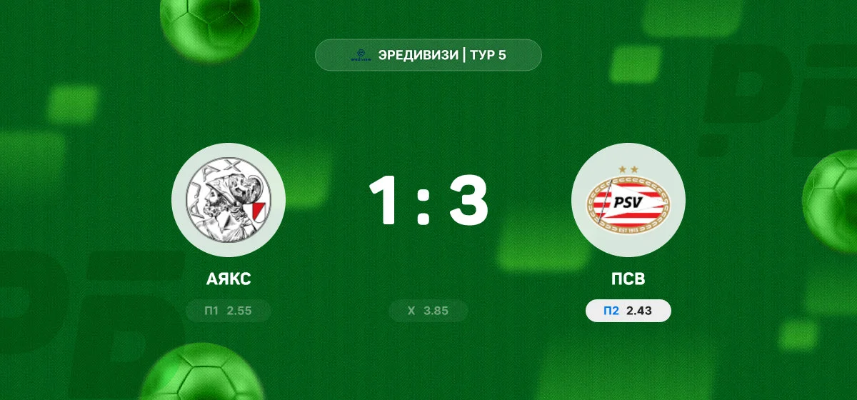 «ПСВ» обыграл «Аякс» в выездном матче чемпионата Нидерландов