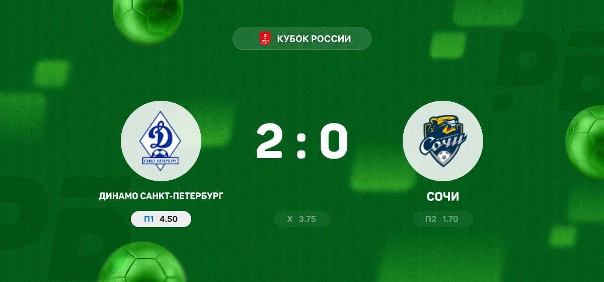 «Динамо Санкт-Петербург» обыграло «Сочи» в матче Кубка России