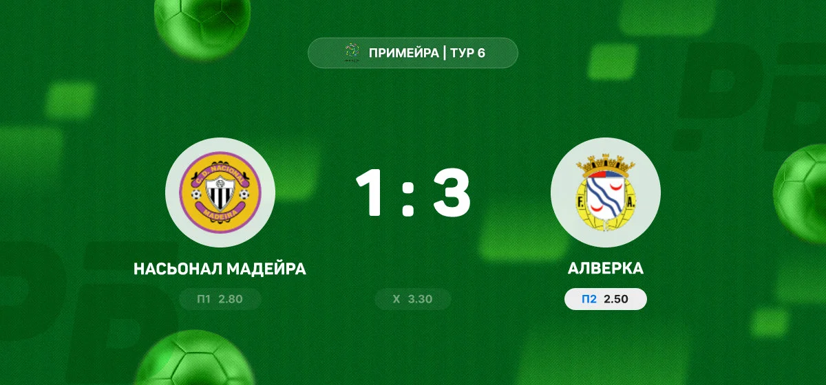 «Алверка» обыграла «Насьонал Мадейра» в выездном матче чемпионата Португалии